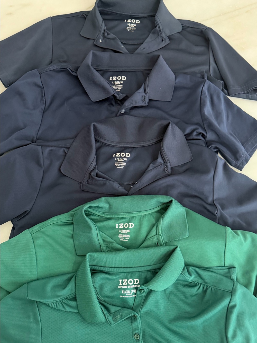 Izod Navy and Green Boys Polo Shirt Pack